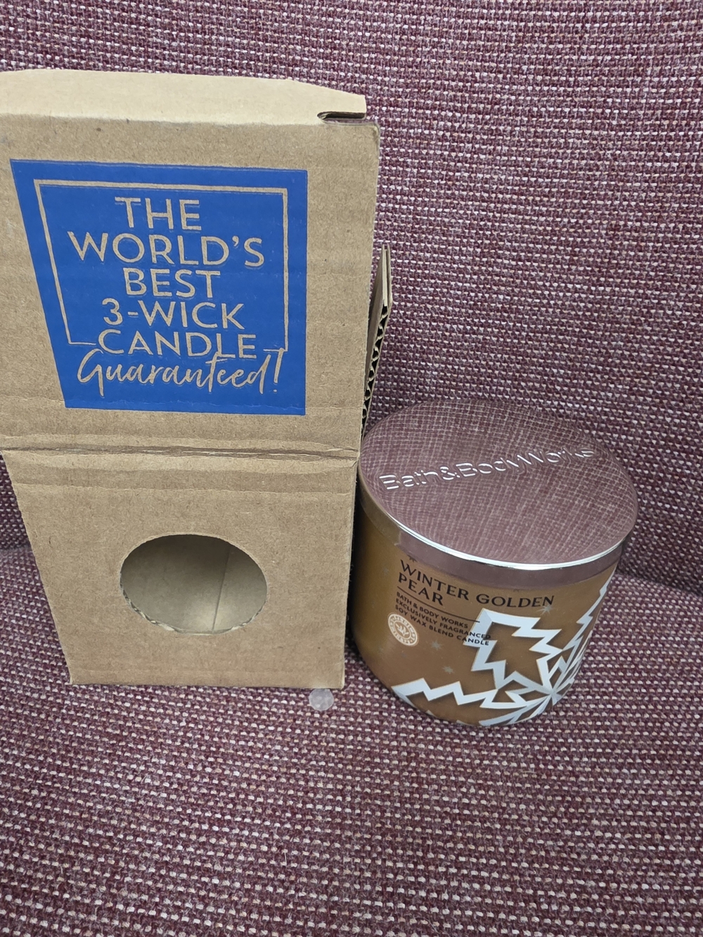 Bath & Body Works Winter Golden Pear 3-Wick Candle - Brown